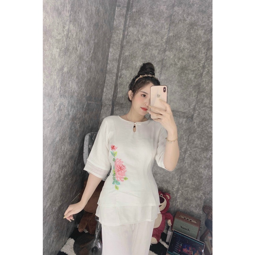 Đồ Lam Đi Chùa # Bộ Lụa 2 lớp# Quần Áo Nữ Cao Cấp