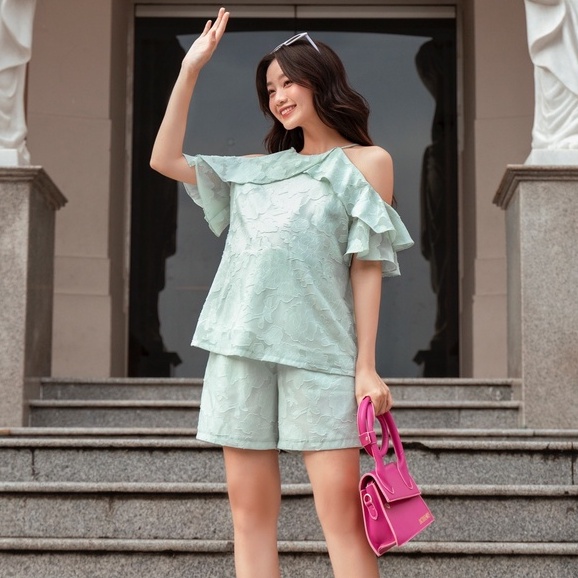 MEDYLA - Bộ đồ bầu mặc nhà mùa hè 2 lớp tơ ép lót habutai chất mát cho bầu mặc thoải mái trong và sau sinh - DB380