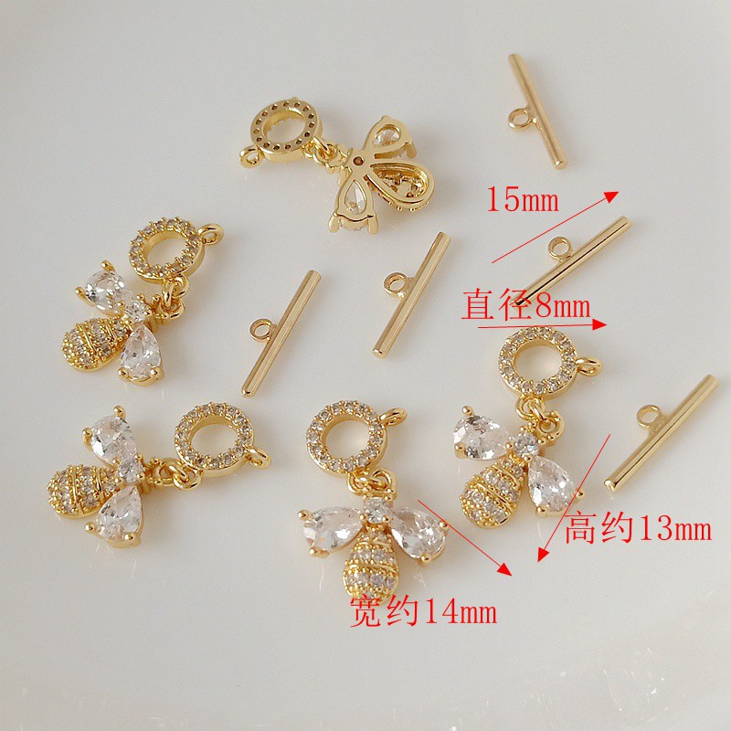 Khóa Cài Dây Chuyền / Vòng Tay Hình Ong Bằng Đồng Mạ Vàng 14k DIY