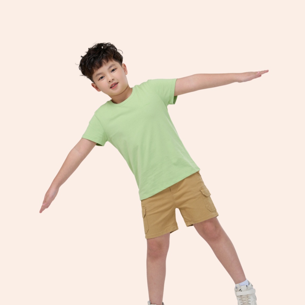 Áo thun trơn cho bé YODY phông cổ tròn tay ngắn, vải cotton thoáng mát, mềm mịn TSK5131