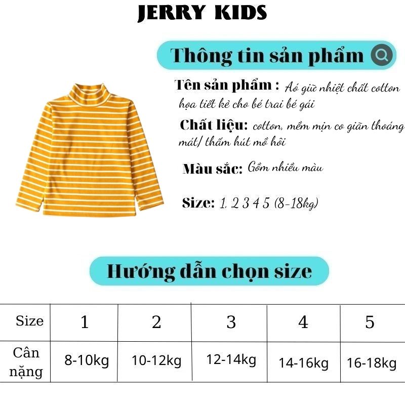 Áo dài tay kẻ chất cotton cho bé trai bé gái 8-18kg