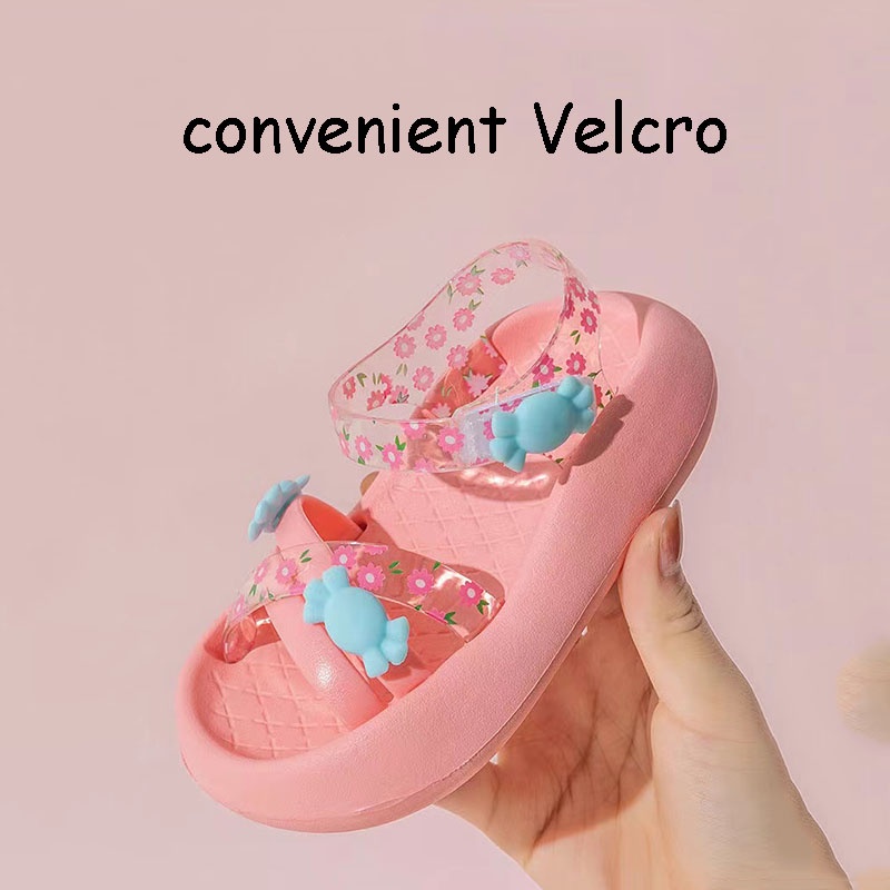 SANITKUN Giày sandal công chúa màu sắc kẹo ngọt họa tiết hoạt hình phong cách Hàn Quốc dễ thương dành cho bé gái