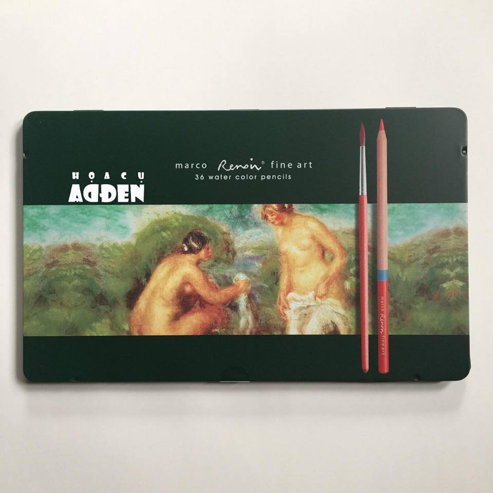 [DA ĐEN] Chì Màu Nước Marco Renoir 36/48/72/100 Màu Hộp Thiếc