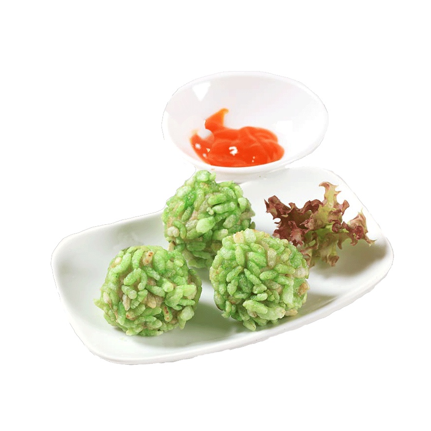 Chả cá tẩm cốm xanh - nhãn hiệu Ô Ngon - Hàng Việt Nam chất lượng cao - khay 500g 24 viên }