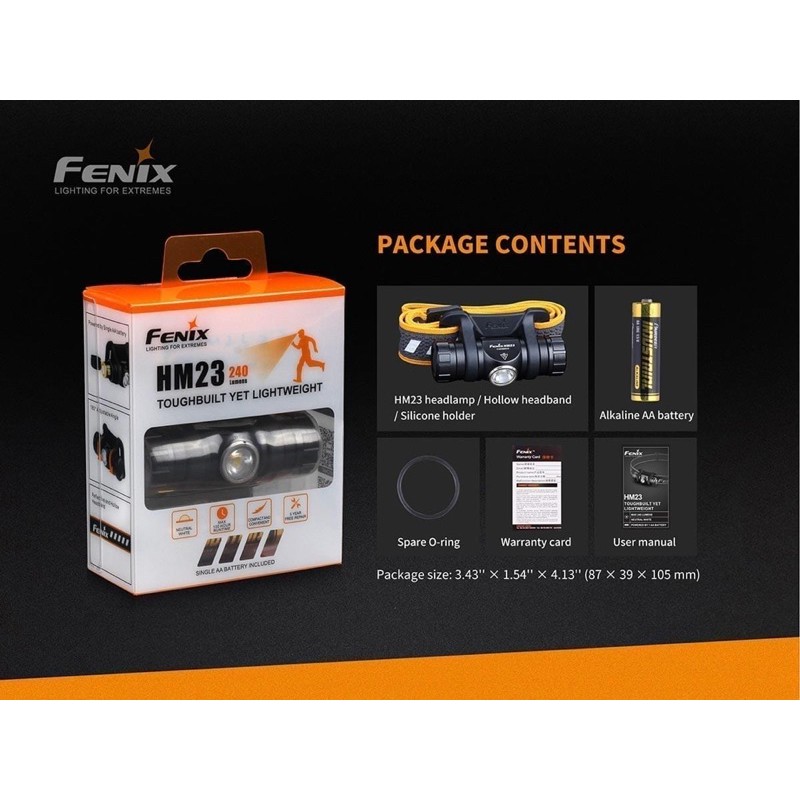 ĐÈN PIN FENIX - HM23 - 240 LUMENS (ÁNH SÁNG VÀNG)