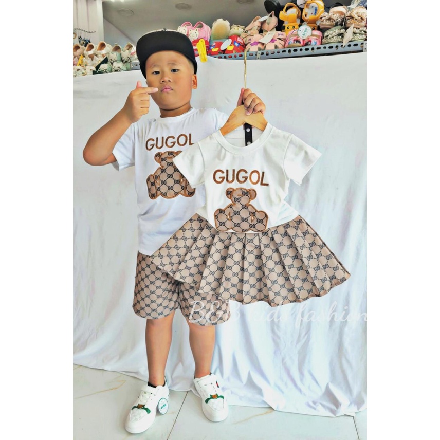 Set cặp gấu thêu siêu xịn xò cho bé trai và bé gái 10-40kg