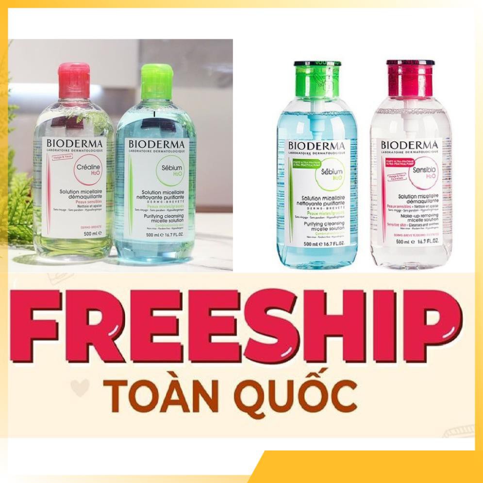 FREESHIP TOÀN QUỐC - Tẩy Trang Bioderma Senbio  Créaline 500ml chính hãng (Nắp Nhấn-Nắp Bật) ⓨⓞ r