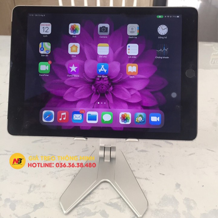 Giá đỡ điện thoại máy tính bảng tablet cho iPhone, iPad, Surface, Samsung P10 hợp kim nhôm - Gấp Gọn Tiện Lợi