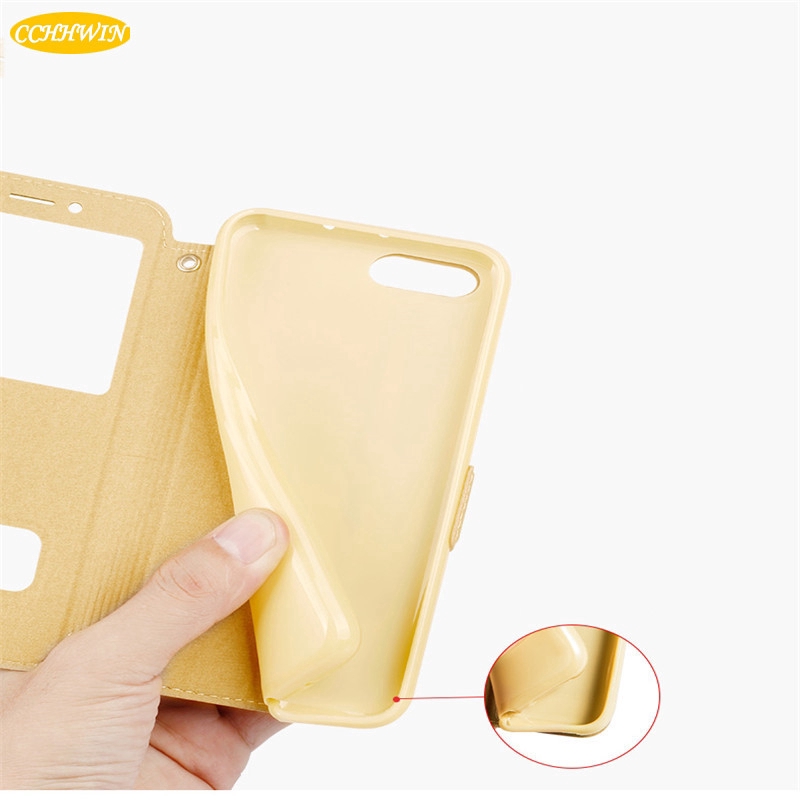 Bao Da Pu Điện Thoại Nắp Lật Cửa Sổ Nhìn Màn Hình Kiêm Giá Đỡ Cho Xiaomi Redmi Note 5 / 5 Pro / 5a / 5a Prime / Note 2 / 3 / 4 / 4x Ốp