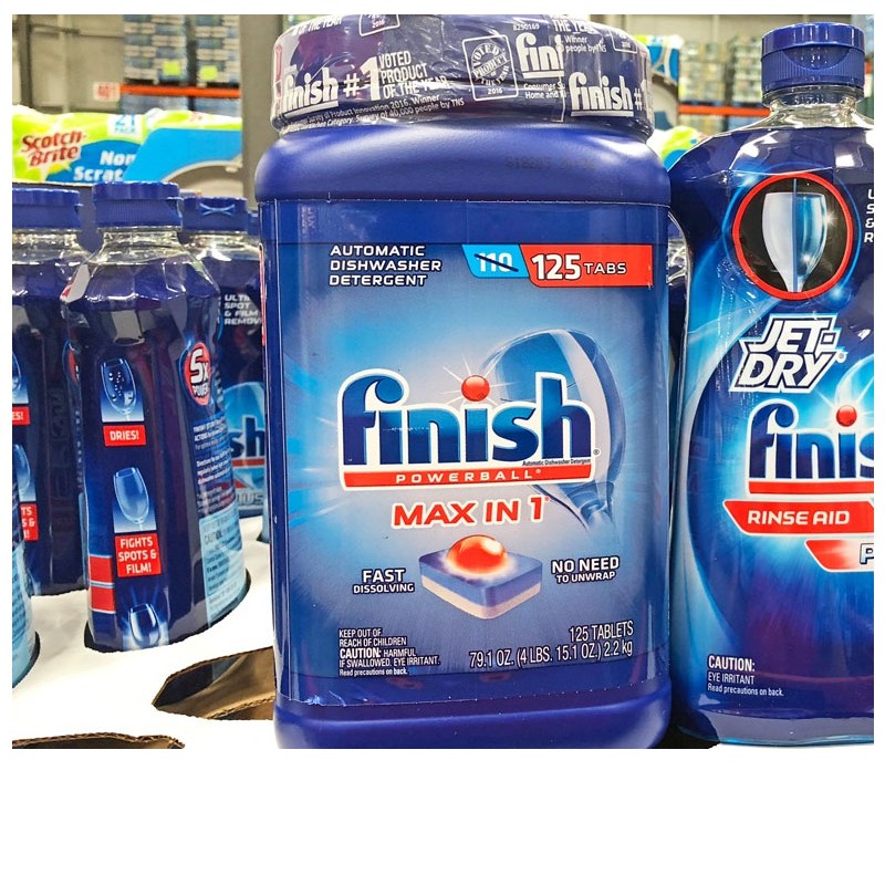 Viên rửa chén Finish maxin1 cao cấp chuyên dùng cho máy rửa chén (Hộp nhựa125 viên )