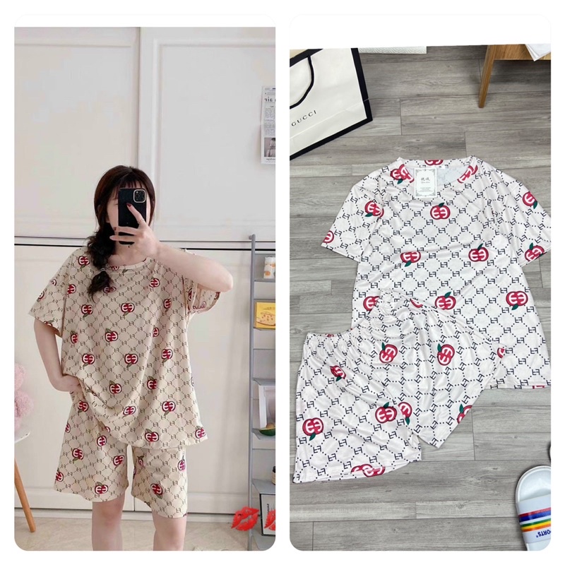 Bộ đùi hoạt hình 3D Bộ ngủ hình gấu dáng thụng chất cotton pizama nhiều màu pyjama