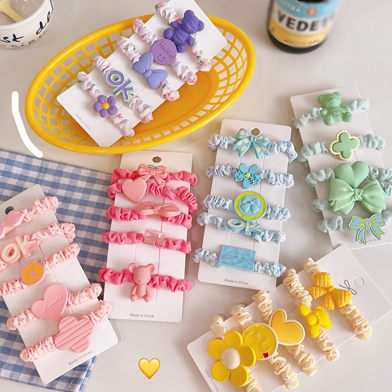 Mới Set 5 Dây Buộc Tóc In Hoa Màu Sắc Ngọt Ngào Thời Trang Cho Nữ