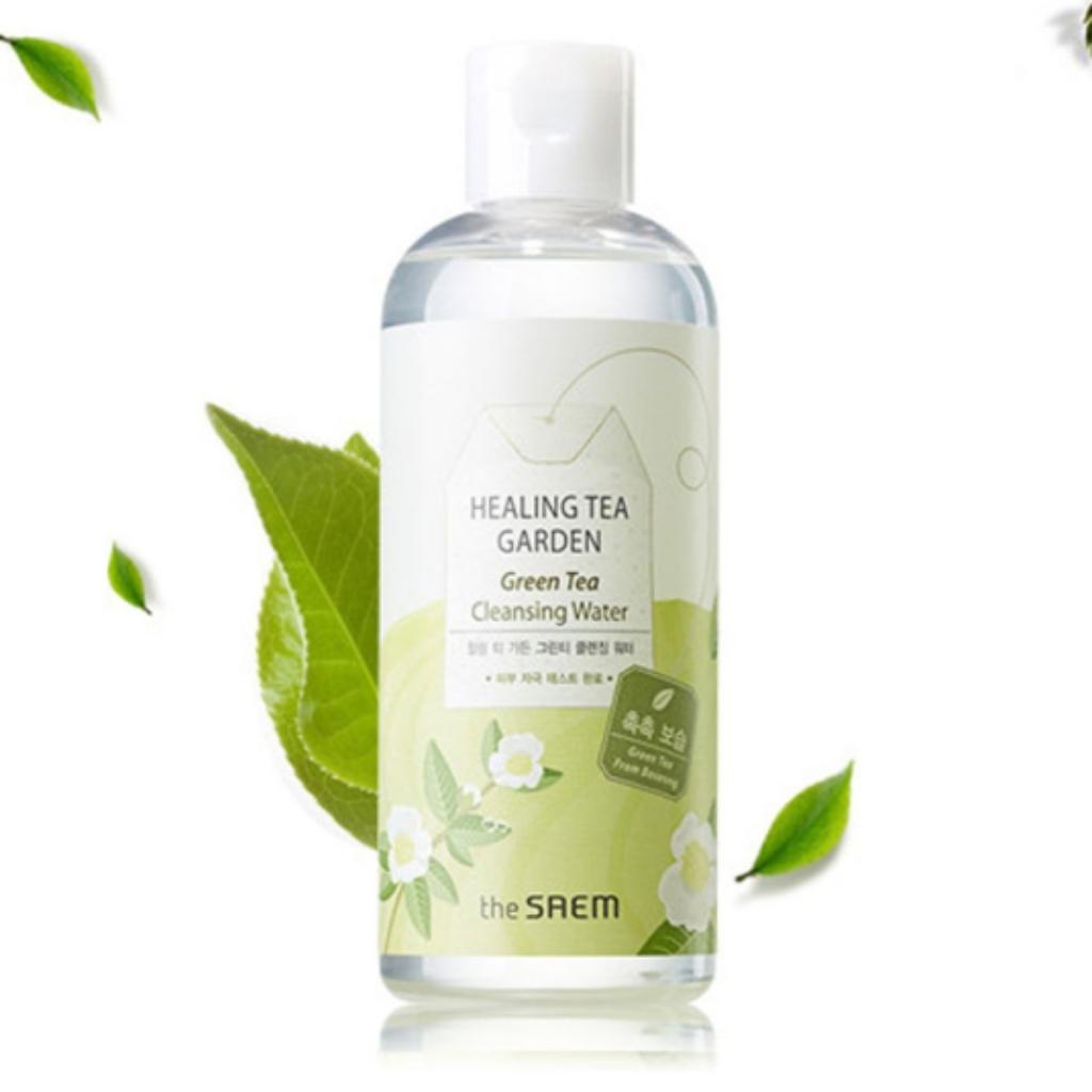 Nước Tẩy Trang Sạch Nhờn, Se Khít Lỗ Chân Lông Trà Xanh The Saem Healing Tea Garden Green Tea Cleansing Water 300ml