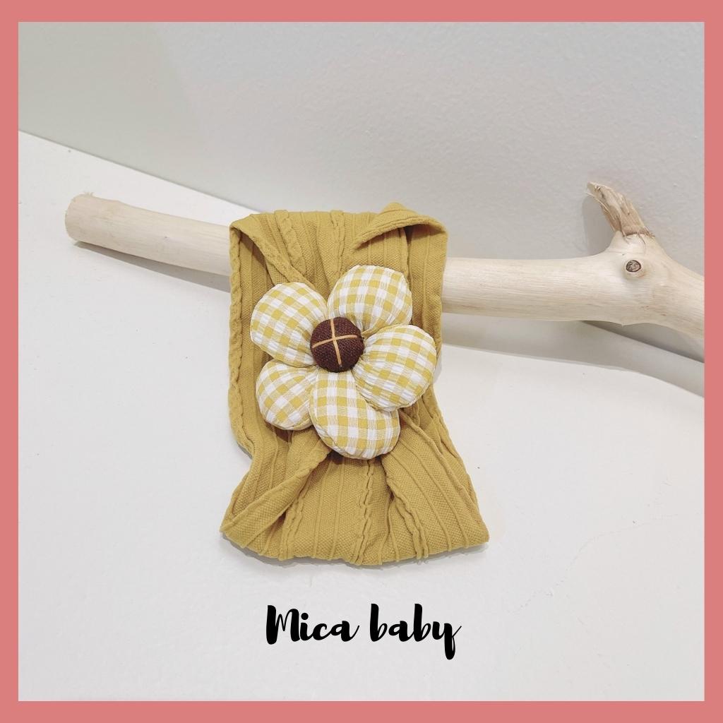 Băng đô thun bản to đính hoa phồng đáng yêu cho bé gái BD66 Mica Baby