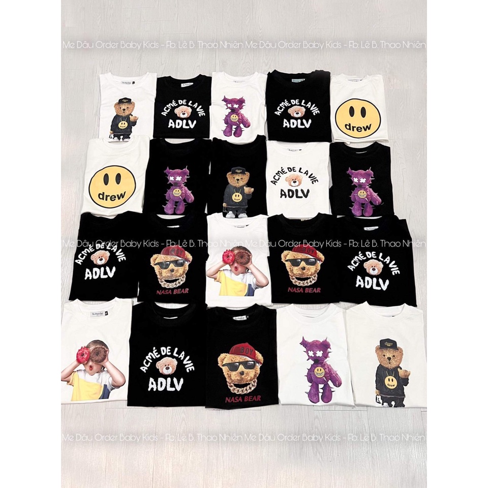 ￼￼￼Áo thun tay lỡ unisex Drew new 2022 S08 cho bé và gia đình , samyy_vn