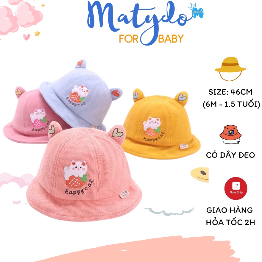 Mũ cho bé trai bé gái rộng vành hình mèo 2023 đáng yêu phụ kiện trẻ em