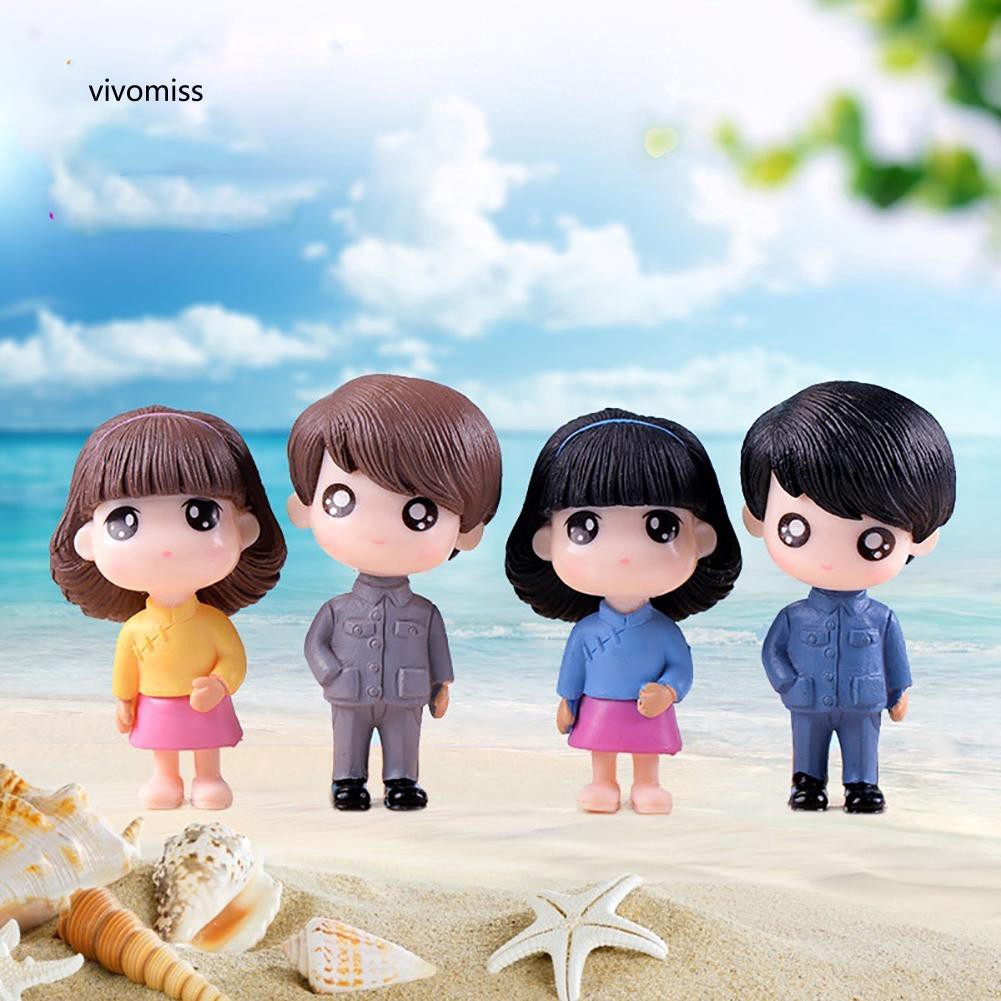 Bộ 2 đồ chơi mô hình búp bê trai hoặc gái dễ thương dùng trang trí nhà