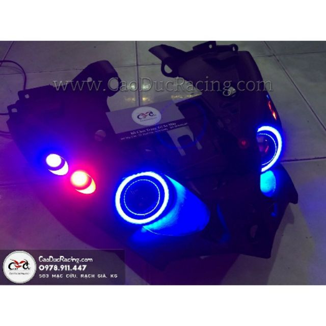 Full nguyên bộ mắt cú Ex135 màu xanh dương 2 bóng led U7 cực sáng