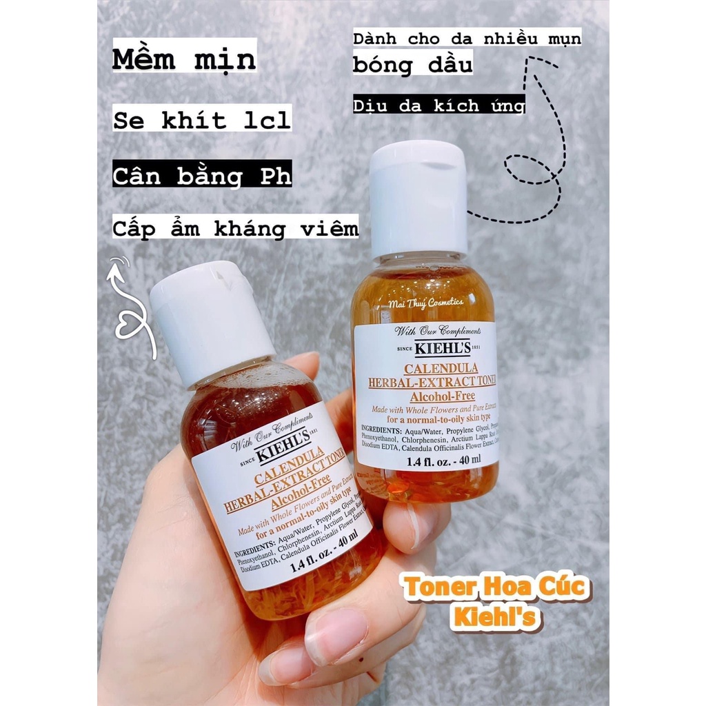 Toner hoa Cúc Kiehl's Calendula Herbal Extract Toner Dành cho Da Nhạy Cảm 40ml