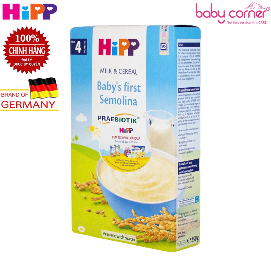 [Date 30/11/2021] Bột Ăn Dặm HiPP's Baby Frist Semolina Cho Bé Từ 4 Tháng Tuổi