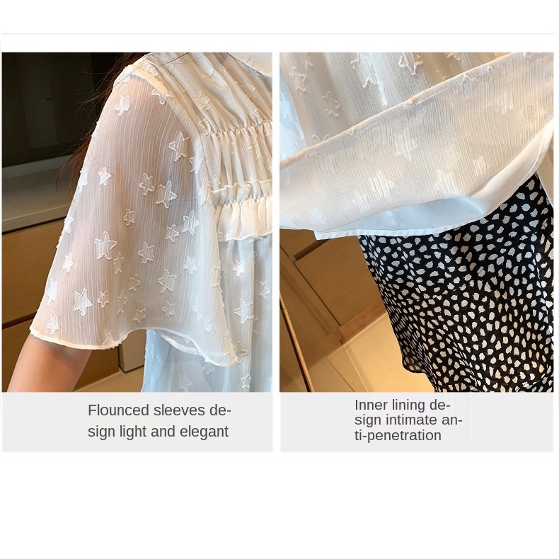 Áo Sơ Mi chiffon Ngắn Tay Màu Trơn Phong Cách Hàn Quốc Thời Trang Mùa Hè  Cho Nữ