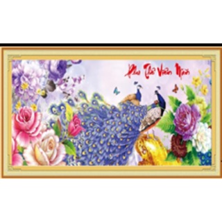 Tranh thêu chữ thập Phu Thê viên mãn kt 148x68cm/ 195x87 cm