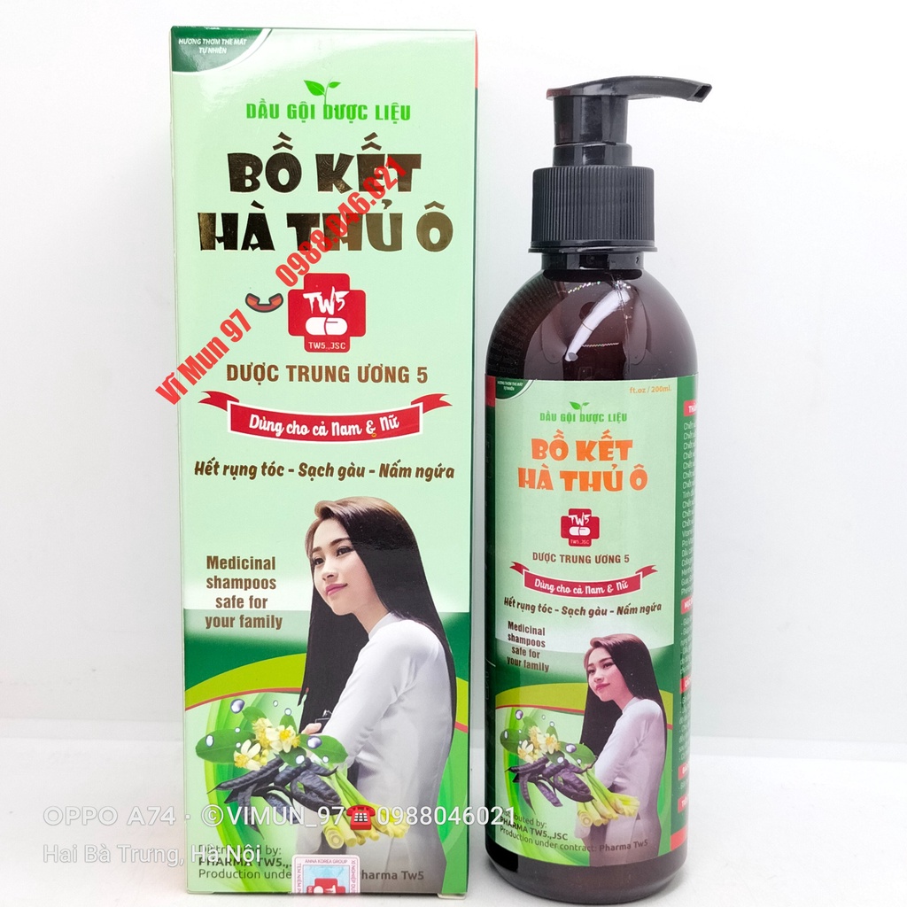 Dầu gội dược liệu BỒ KẾT HÀ THỦ Ô dược trung ương 5 chai 200ml