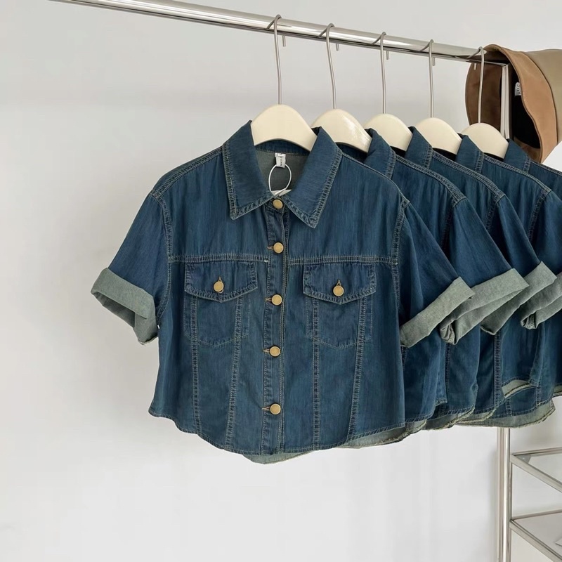 Áo Jean Denim Quảng Châu Form Ngắn (Hình thật) hàng loại 1, Áo Khoác Denim Croptop