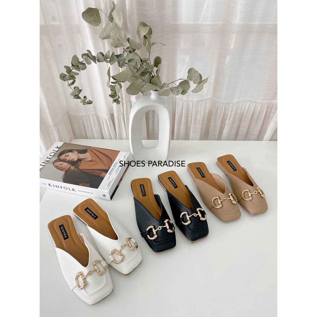 Giày sục nữ giày mũi vuông giày đế bệt mũi vuông hàn quốc đẹp giày nữ giày sục SHOES PARADISE L158