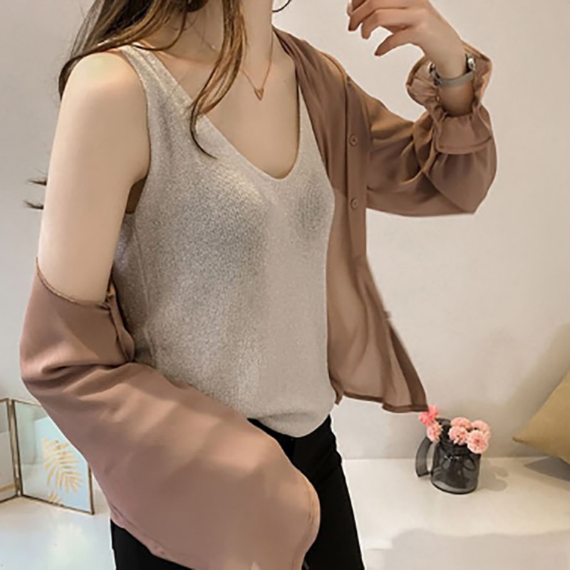 Áo không tay cổ chữ V thời trang cho nữ | BigBuy360 - bigbuy360.vn