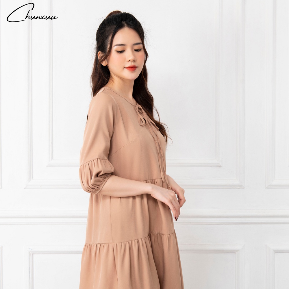 Váy babydoll thiết kế dáng suông tiểu thư thắt nơ ChunXuu V03