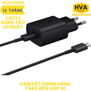 Sạc nhanh 25w zin máy samsung note 10, note 10 plus, s10 5g, a90, a80, a70.. kèm cáp 2 đầu type c – bh 12 tháng