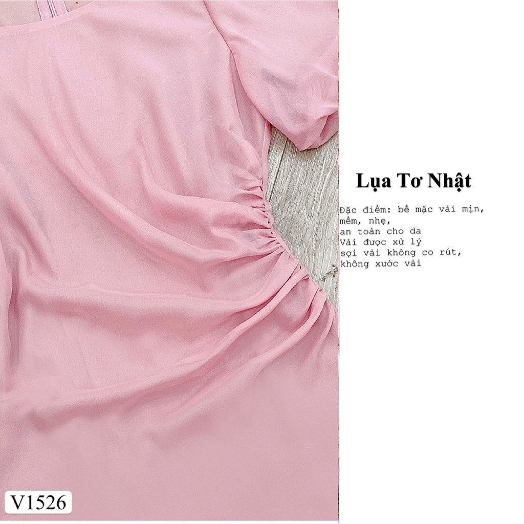Váy hồng tay bồng nhún eo V1526 - Đẹp Shop DVC (Kèm ảnh thật trải sàn do shop tự chụp) | BigBuy360 - bigbuy360.vn