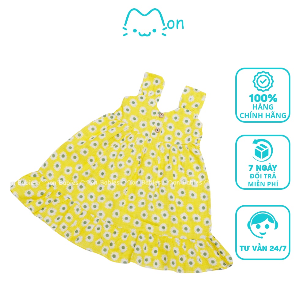 Đầm cho bé gái dáng xoè cotton 1-6 tuổi họa tiết hoa cúc MonBabies VL60 - Váy cho bé gái thời trang trẻ em cao cấp