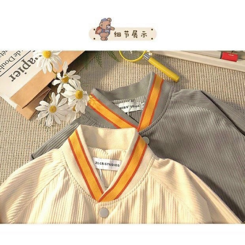 Áo Khoác Bomber   Chất Nhung Tăm- Áo Bomber Nam Nữ Unisex  Form Rộng Phong Cách Hàn Quốc