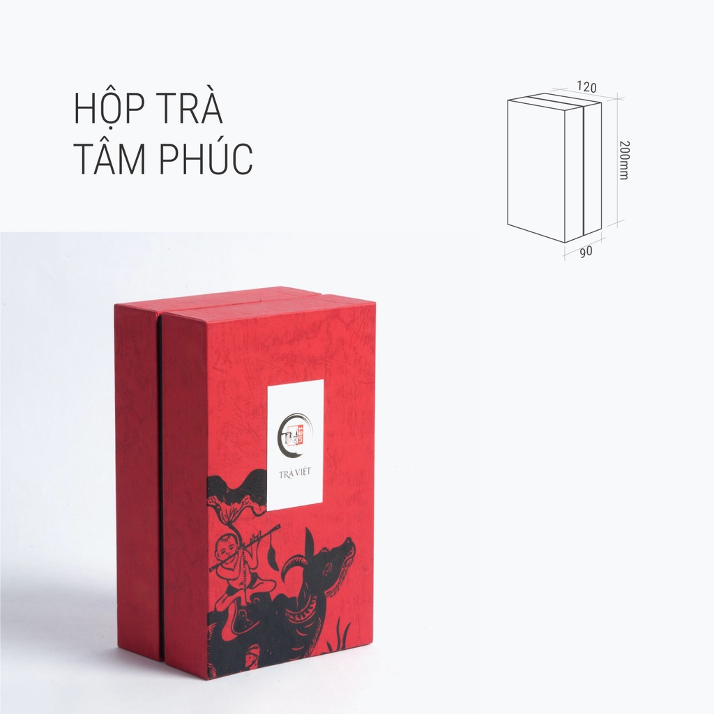 TRÀ VIỆT Hộp Quà Tặng Tâm Phúc Giấy Gân Nổi Mỹ Thuật Cao Cấp