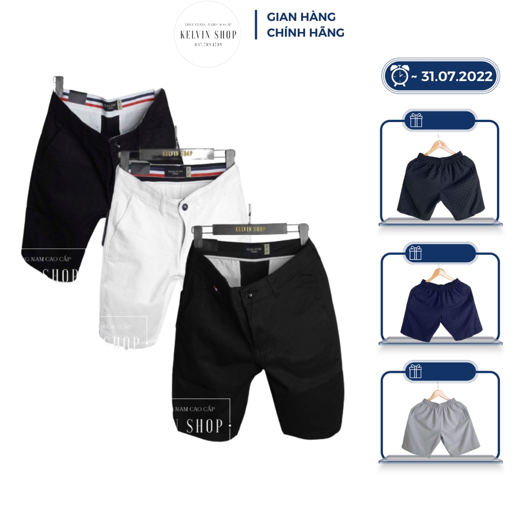 Quần Short Galvin Nam (2 mẫu Túi Nắp có nút/ Túi Trơn) Chất Kaki Sợi Dệt Cao Cấp, Chuẩn Form