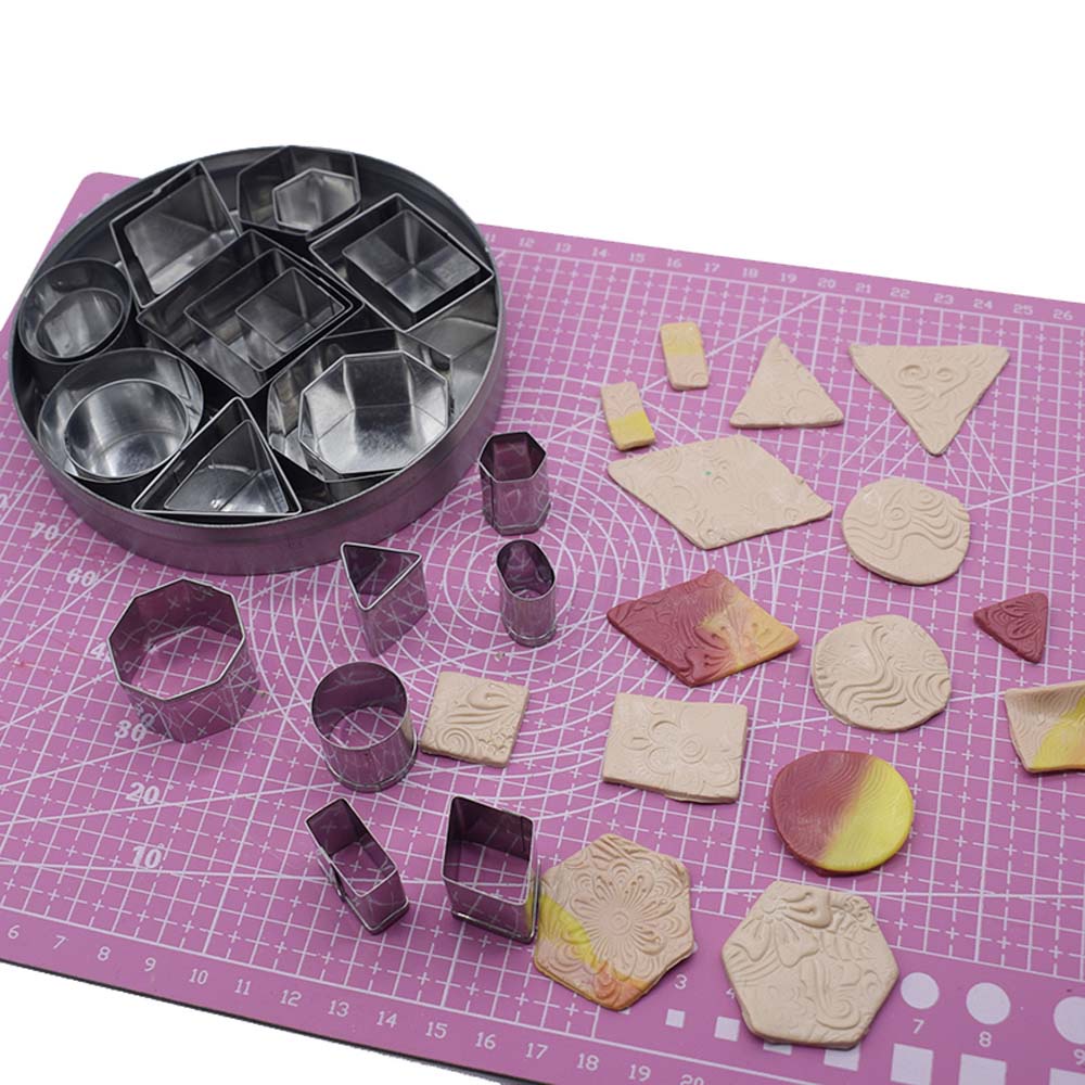 YIYU Bộ 24 khuôn cắt đất sét bằng thép không gỉ hình tròn/vuông