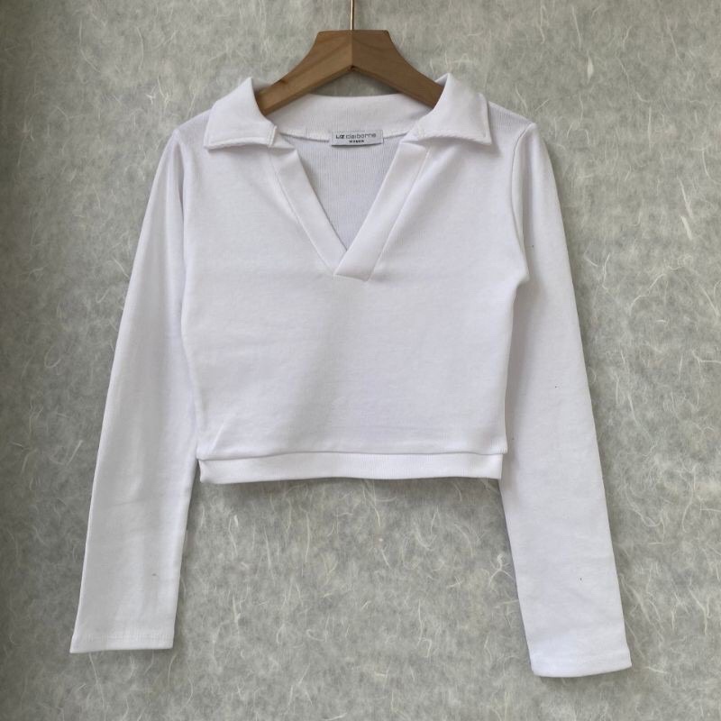 (ẢNH THẬT)ÁO CROPTOP CỔ ÁO POLO, CHẤT VẢI THUN CO DÃN SIÊU DÀY DẶN | BigBuy360 - bigbuy360.vn