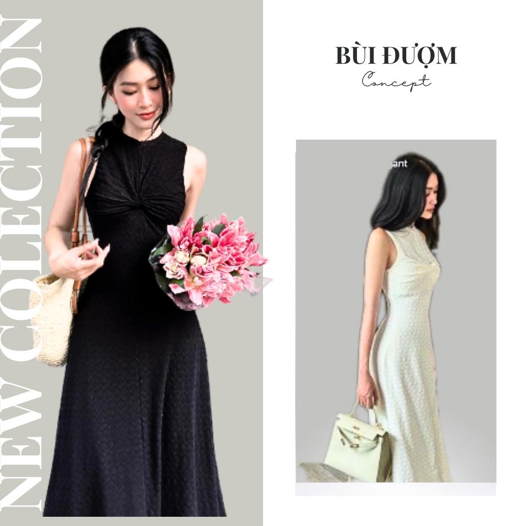 Đầm Thun Dài Sát Nách Xoắn Ngực Phong Cách Sang Trọng Lịch Sự Bùi Đượm Concept, Váy Body Nữ Maxi Vải Co Dãn Hack Dáng