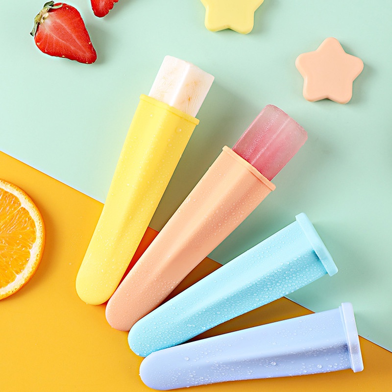 Khuôn Làm Kem 4 Ngăn Hình Ngôi Sao Bằng Silicone Cấp Thực Phẩm Có Thể Tái Sử Dụng