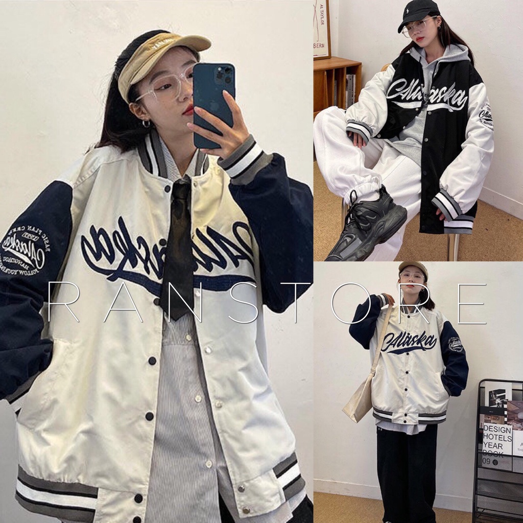 Áo bomber nữ viền cổ họ tiết MASKA phối tay bồng xinh xắn/ Áo khoác mùa đông phom rộng thời trang unisex_ranstore