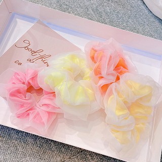 Thun cột tóc chiffon 2 lớp thiết kế màu dạ quang độc đáo
