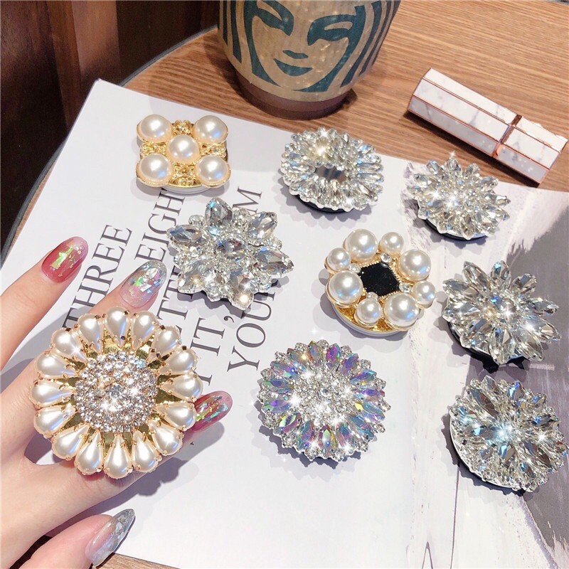 Phụ kiện vòng nhẫn đỡ điện thoại ring đính ngọc nhân tạo pop socket sang chảnh