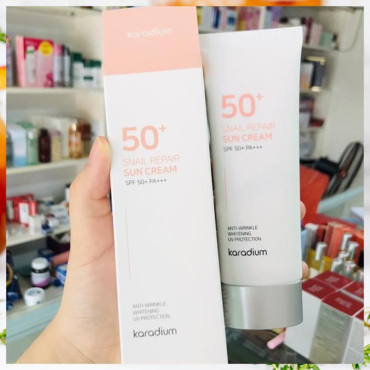 [Chính Hãng] Kem chống nắng nâng tone hàn quốc, Kem Chống Nắng Karadium  Snail Repair Sun Cream SPF 50+ PA+++ 70mL