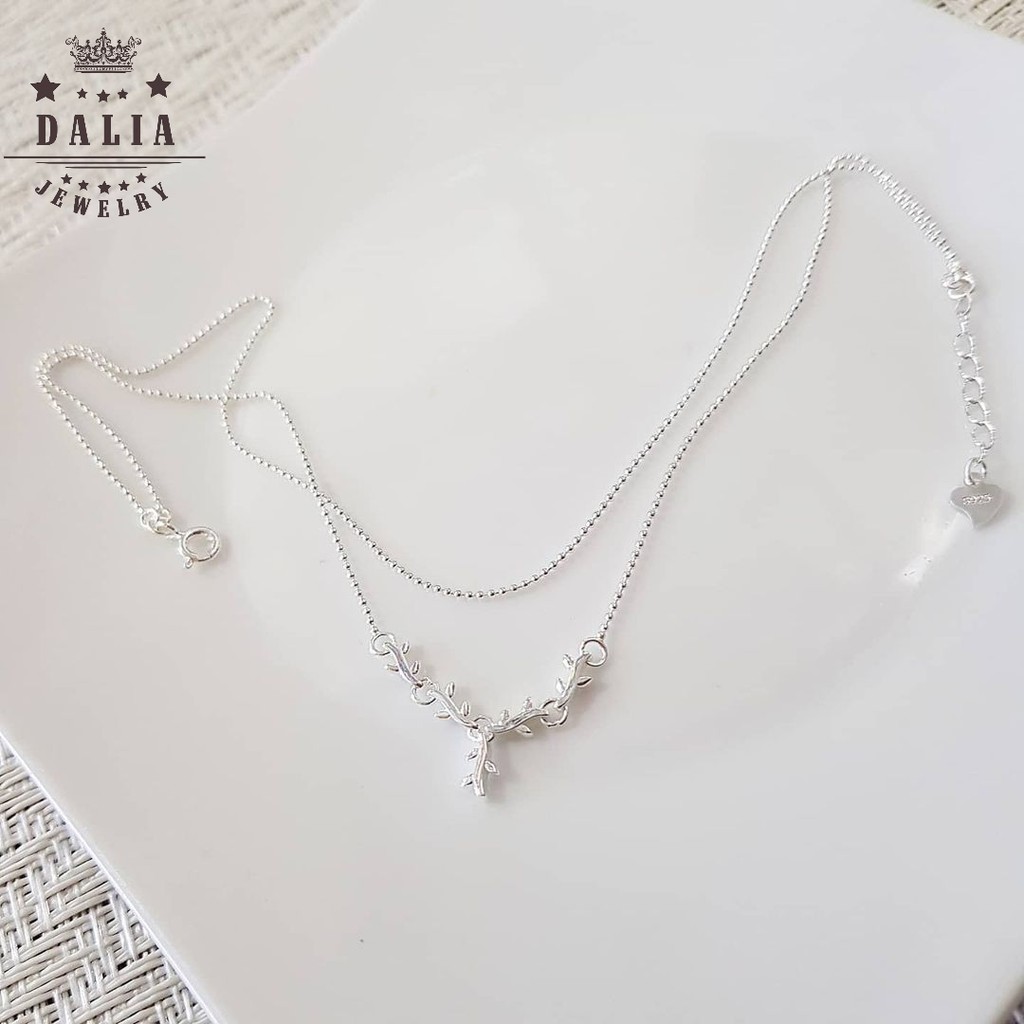 Lắc chân bạc ý DaLiA Jewelry hình lá bi liền nữ tính