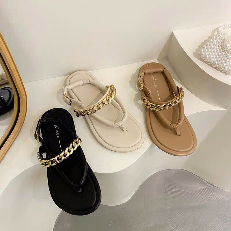 ẢNH THẬT- SANDAL XỎ NGÓN KẾT HỢP DÂY XÍCH ĐẾ BỆT