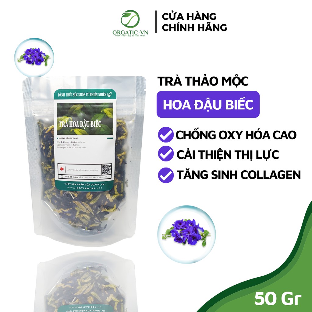 Trà Hoa Đậu Biếc Ogatic_vn ( Hoa đậu biếc sấy khô ) 50Gr