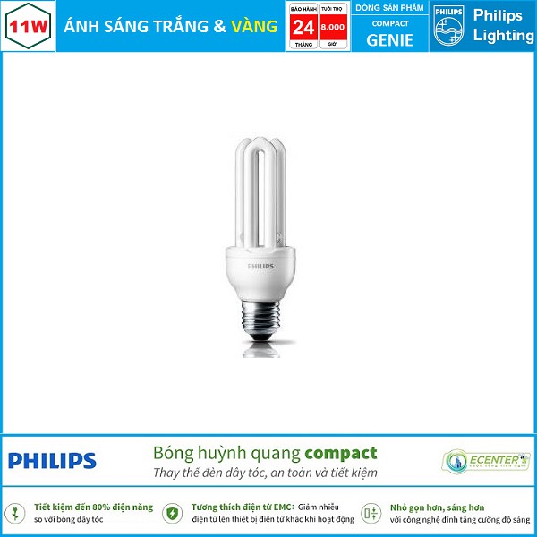 Đèn Philips Genie 11W CDL E27 ( Ánh sáng Trắng + Vàng )