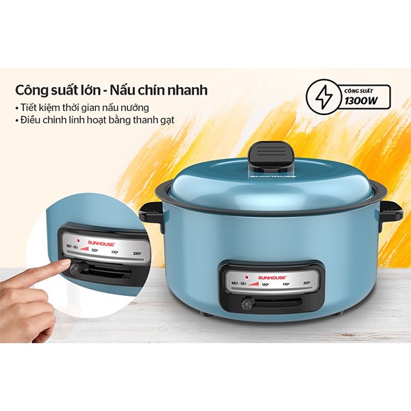 [Mã ELHADEV giảm 4% đơn 300K] NỒI LẨU ĐIỆN SUNHOUSE SHD-4527 , CÔNG SUẤT 1300W , DUNG TÍCH 3.5L